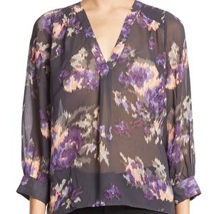 Joie Shirt S Aceline Floral Ikat Semi Sheer